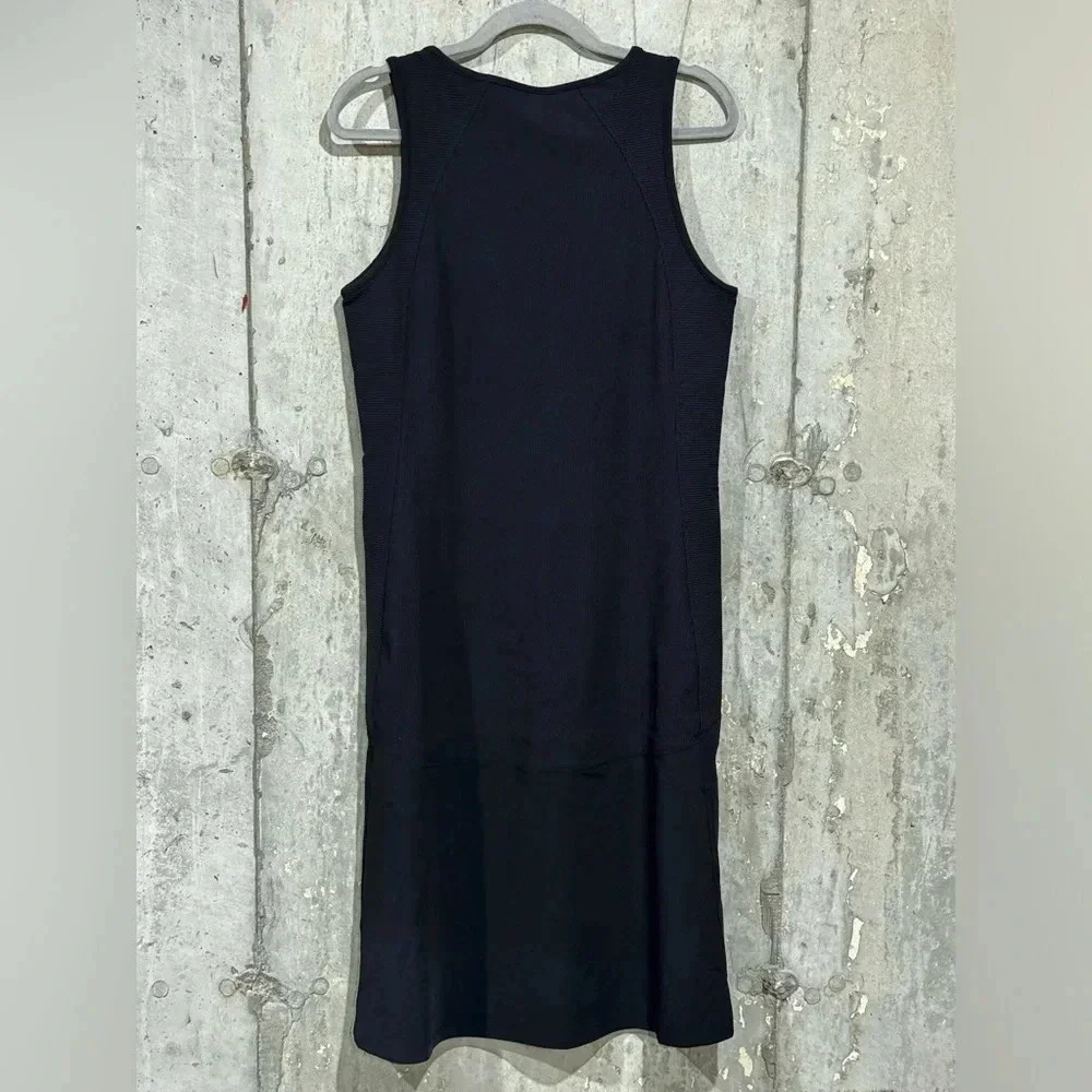 Athleta Black Ribbed Pacifica Dress Midi Athleisure Size Large NWOT - Picture 2 of 8